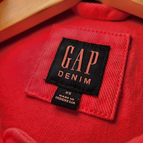 Y2K GAP Denim Jacket Pink Utility Button Oversized Trucker Cargo Streetwear XS - Picture 9 of 15